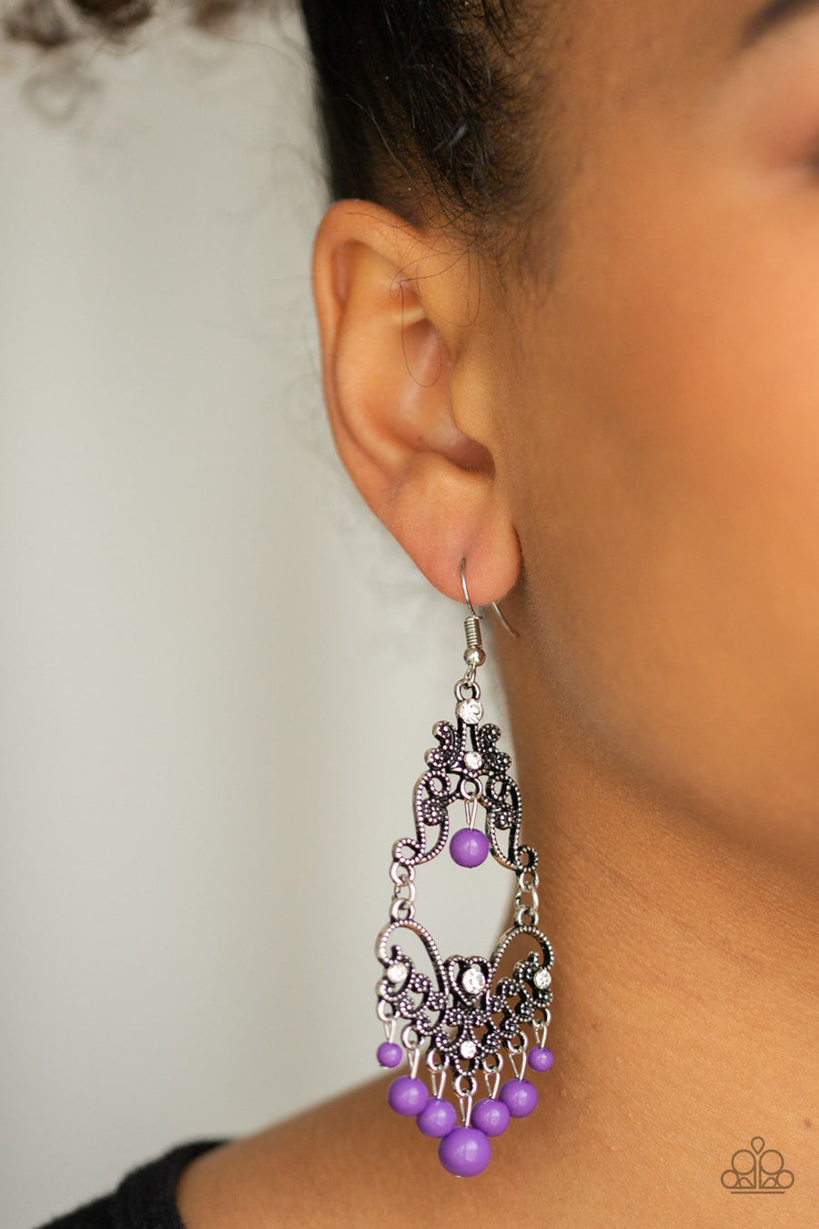 Colorfully Cabaret - Purple Earrings