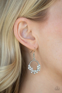 Refined Razzle - White earrings