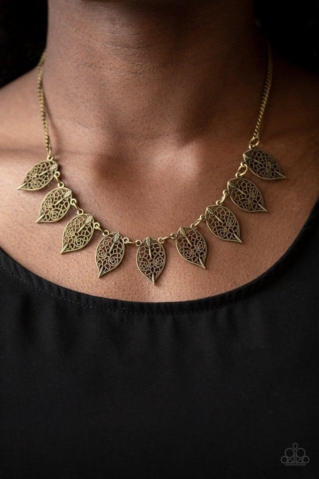 Leafy Lagoon - Brass necklace