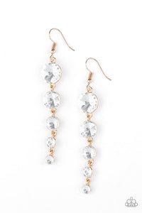 Raining Rhinestones - Gold Earrings