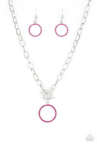 ALL IN FAVOR - PINK RHINESTONE NECKLACE PAPARAZZI