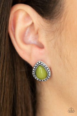 BOLDLY BEADED GREEN EARRINGS