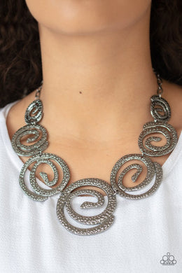 Statement Swirl - Black necklace