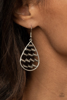 Paparazzi Glitzy Grit - Silver - Earrings - SC Bling Boutique