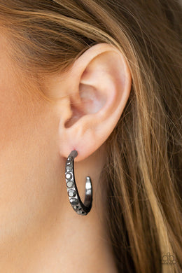 Paparazzi Welcome To Glam Town - Black Hoop Earrings - SC Bling Boutique