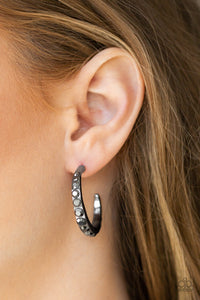 Paparazzi Welcome To Glam Town - Black Hoop Earrings - SC Bling Boutique