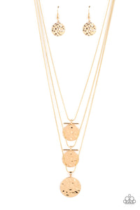 Dizzying Discs-Gold Necklace-Paparazzi Accessories