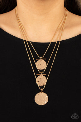 Dizzying Discs-Gold Necklace-Paparazzi Accessories