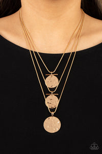 Dizzying Discs-Gold Necklace-Paparazzi Accessories