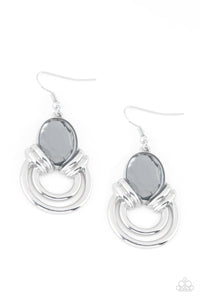 Paparazzi Real Queen - Silver Gem - Shimmery Silver Hoop Earrings - SC Bling Boutique