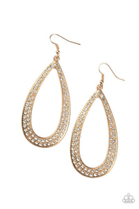 Paparazzi Diamond Distraction - Gold - White Rhinestones - Teardrop Earrings - SC Bling Boutique