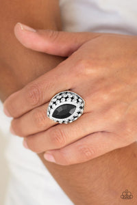 Paparazzi Royal Radiance - Black Rhinestone - Silver Ring - SC Bling Boutique