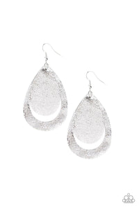 Fiery Firework - Silver LEATHER - Teardrop Earrings - SC Bling Boutique