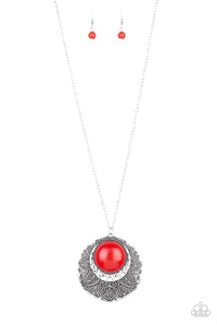 Medallion Meadow Red Necklace - SC Bling Boutique