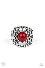 Load image into Gallery viewer, Paparazzi On An Adventure - Red - Silver Studded Filigree Ring - SC Bling Boutique