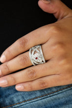 Load image into Gallery viewer, Paparazzi Sweetly Sweetheart - Red - White Rhinestones - Heart Ring - SC Bling Boutique