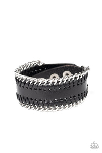 Paparazzi Got Grit? - Black - Silver Chains - Edgy Snap Bracelet - SC Bling Boutique