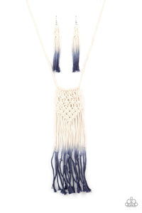 Surfin The Net -  Blue Macramé Necklace