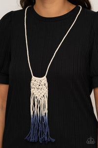 Surfin The Net -  Blue Macramé Necklace