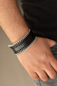 Paparazzi Got Grit? - Black - Silver Chains - Edgy Snap Bracelet - SC Bling Boutique