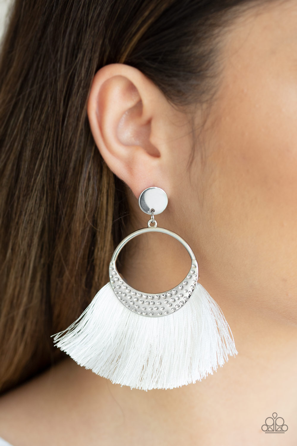 Spartan Spirit - White earrings - SC Bling Boutique