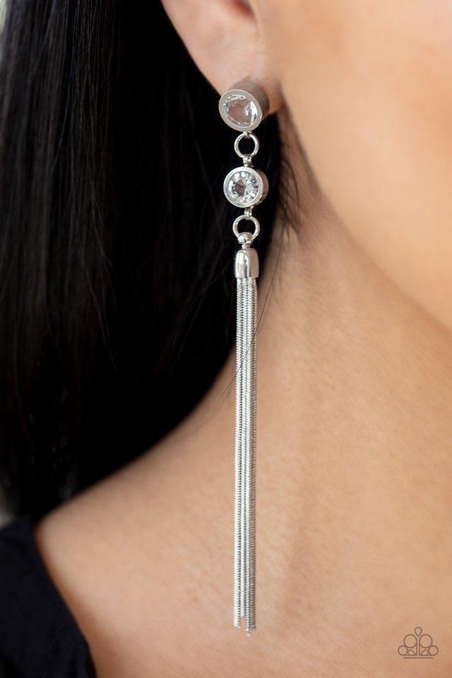 Tassel Twinkle White Post Earring - SC Bling Boutique