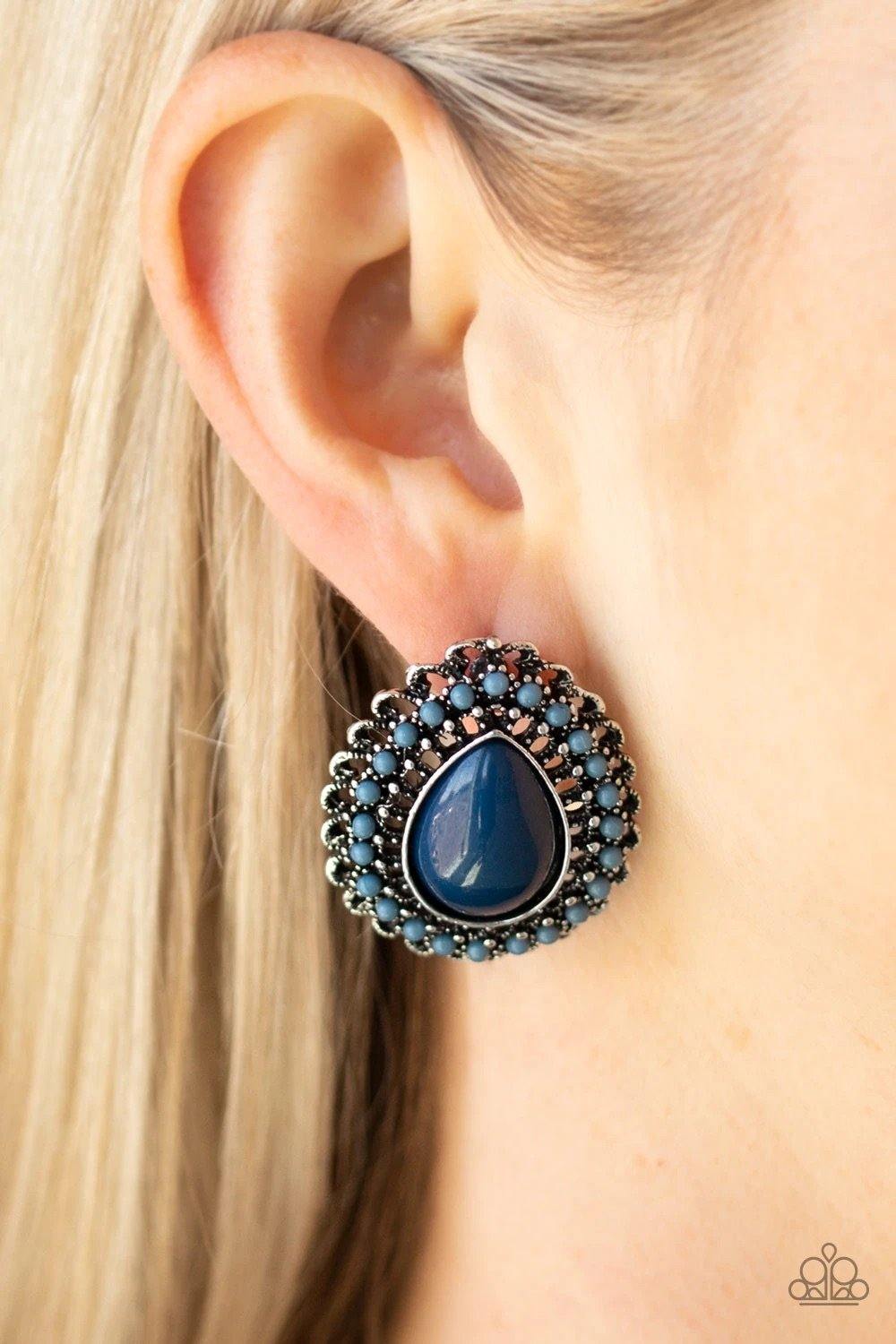 Beaded Blast Blue Post Earring - SC Bling Boutique