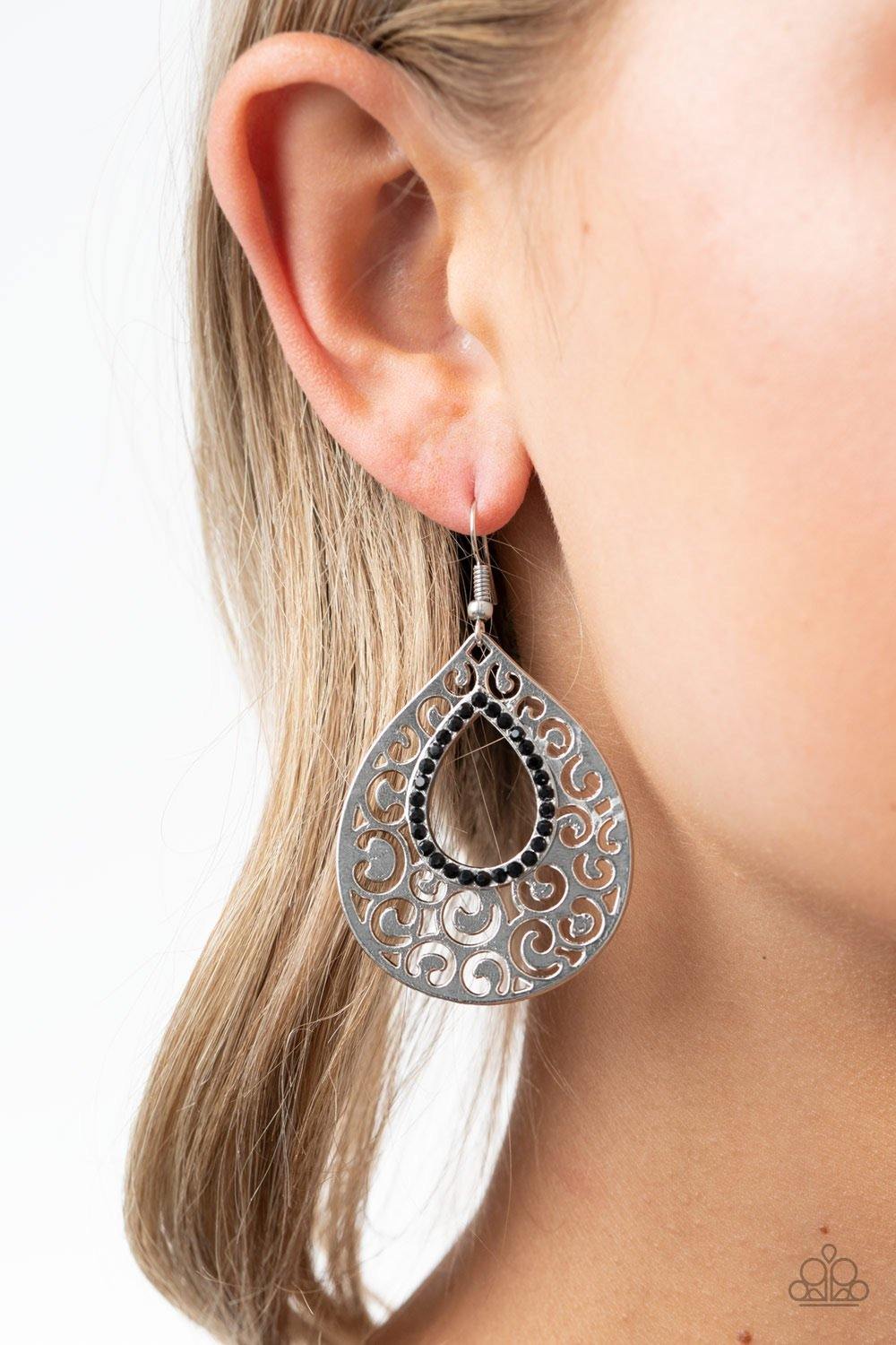 Airy Applique - Black Earring - SC Bling Boutique