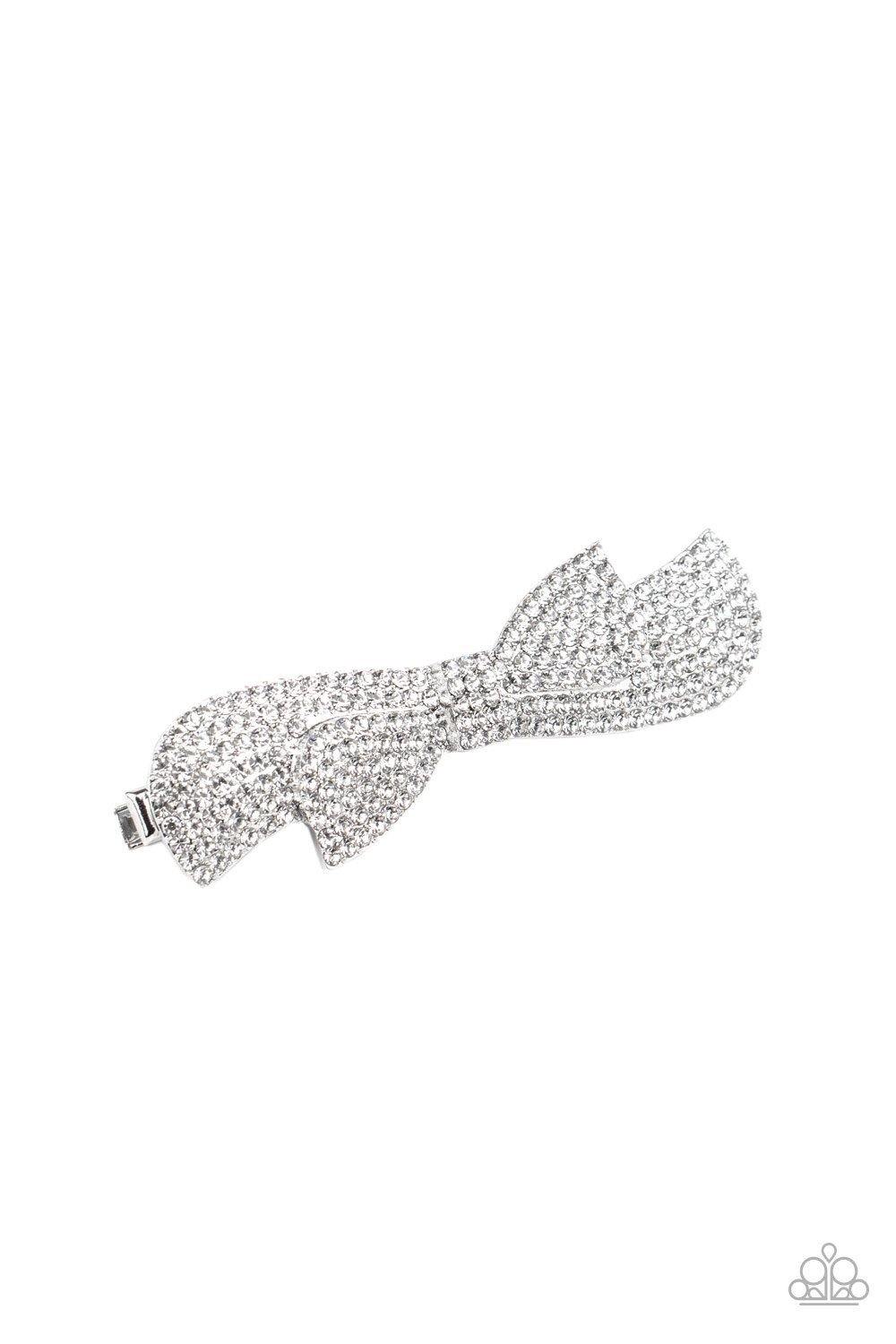 Bow Your Top Twinkle - White Hair Clip - SC Bling Boutique