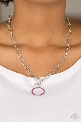ALL IN FAVOR - PINK RHINESTONE NECKLACE PAPARAZZI