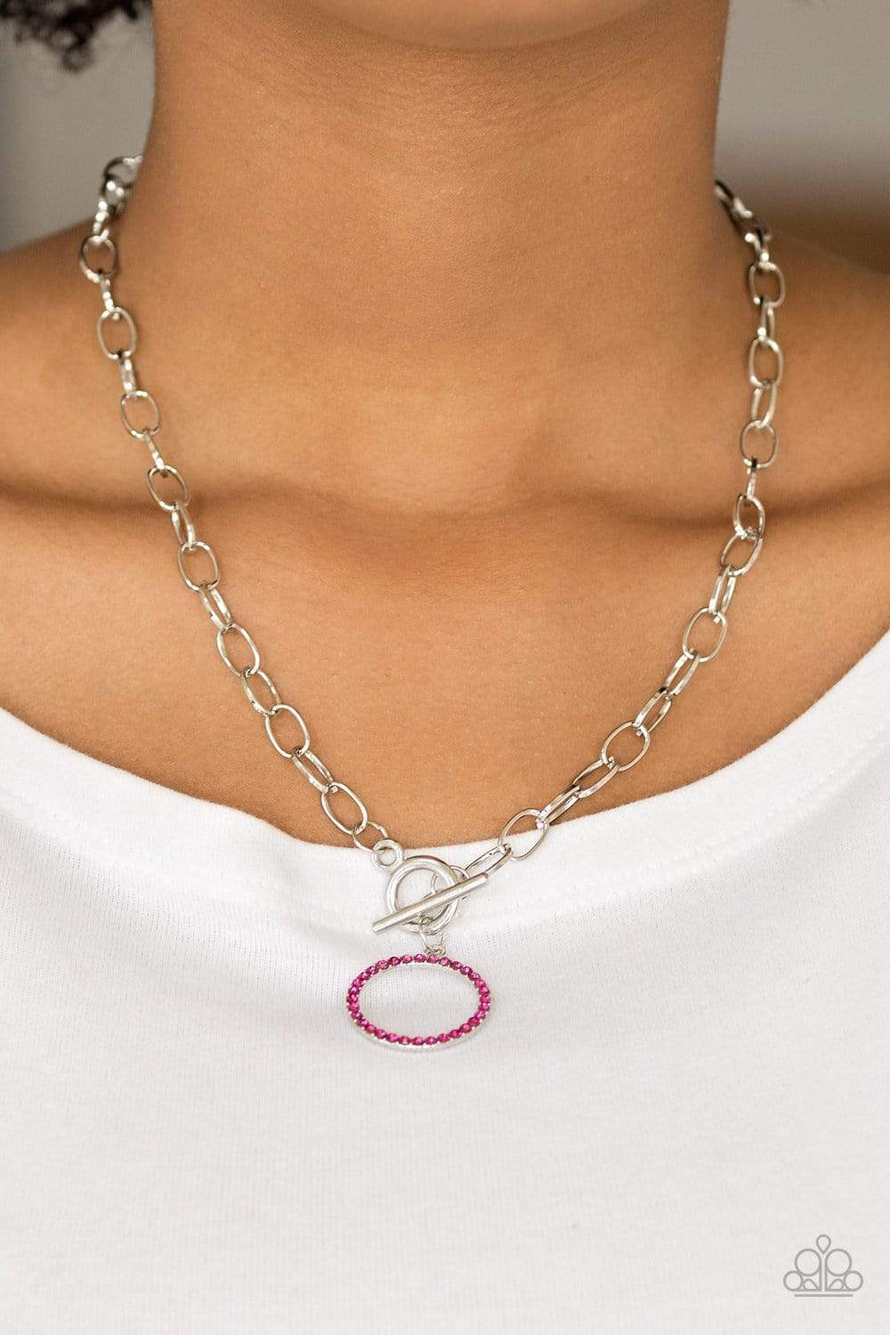 ALL IN FAVOR - PINK RHINESTONE NECKLACE PAPARAZZI